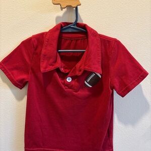 Crimson Boys Polo Shirt with Football Patch
